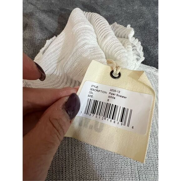 Revolve SER.O.YA Sweater Womens Sz S White Piper Turtleneck Ribbed Sheer Linen - Picture 14 of 14